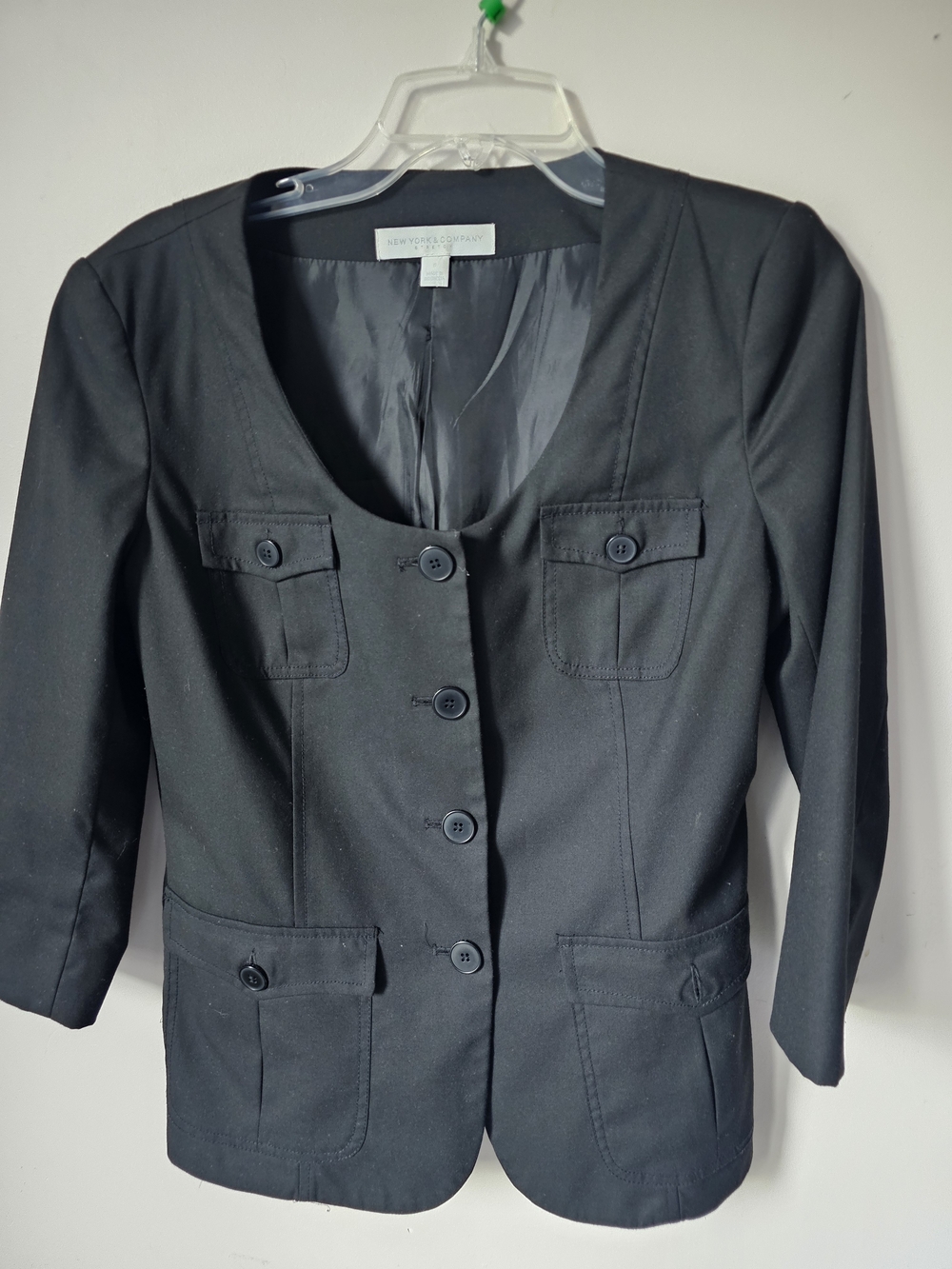 New York & Company Black Women's Tailored Button-Front Blazer